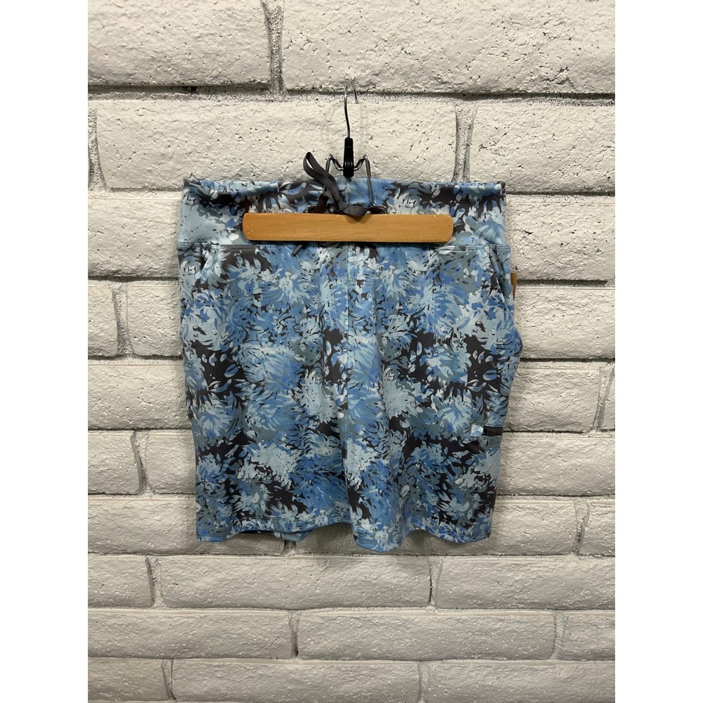 Marika Adventure Women Blue Brush Nickel Flora‎ Floral Athletic Skort Size S NWT